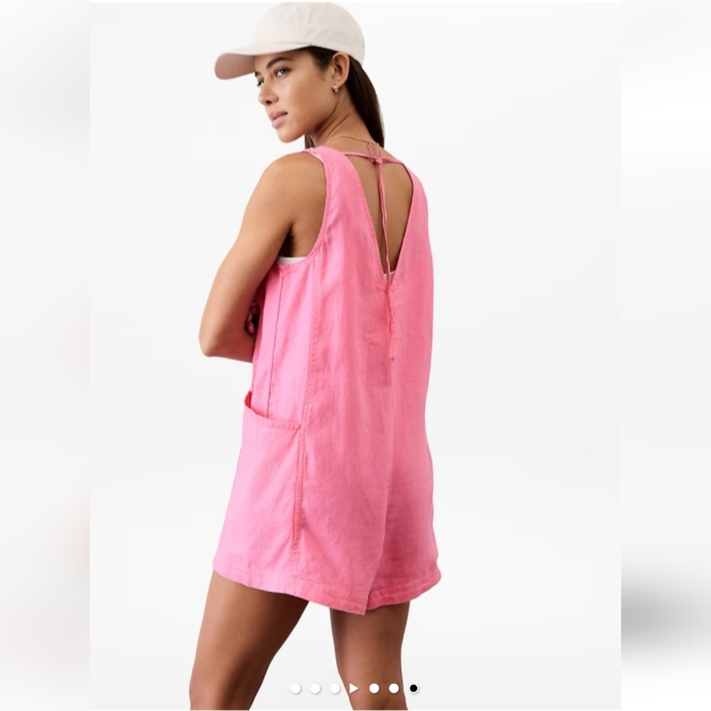 ATHLETA | Retreat Linen Romper In Raphanus Pink 🩷 - Picture 6 of 16